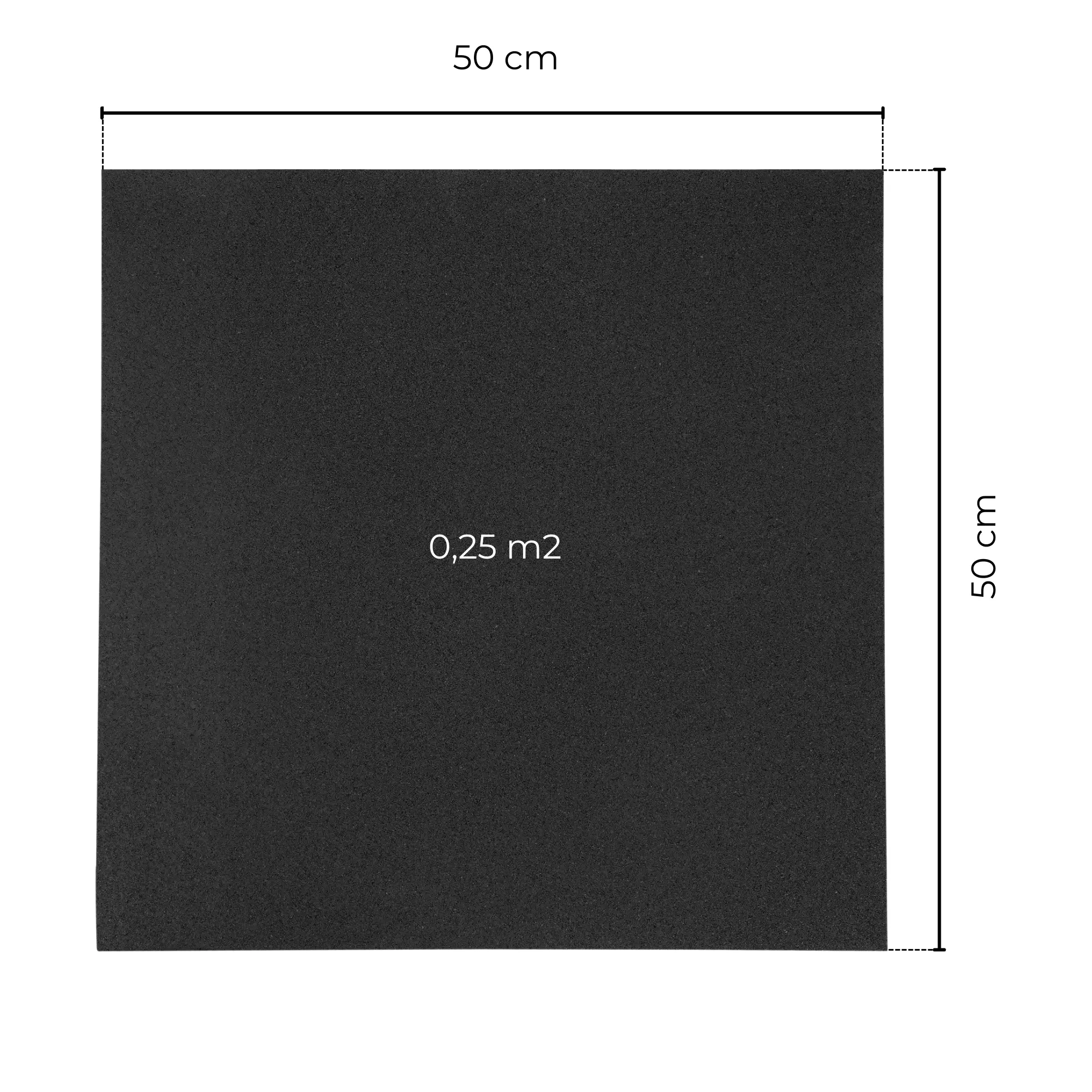 Technische Zeichnung der Fitnessmatte Gym Square Mini 50x50 cm mit Abmessungen