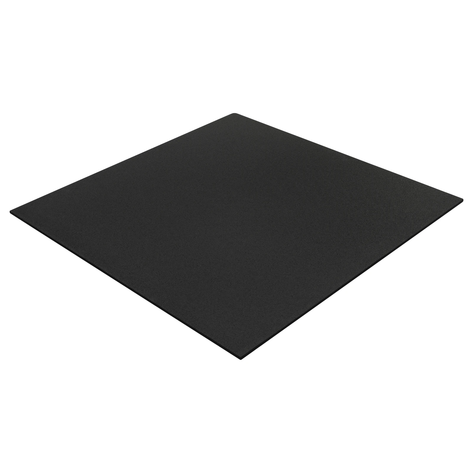 Gummimatte PRO Quadrat 100x100 cm schwarz - isometrische Ansicht Schwarze Gummimatte PRO Quadrat in isometrischer Projektion