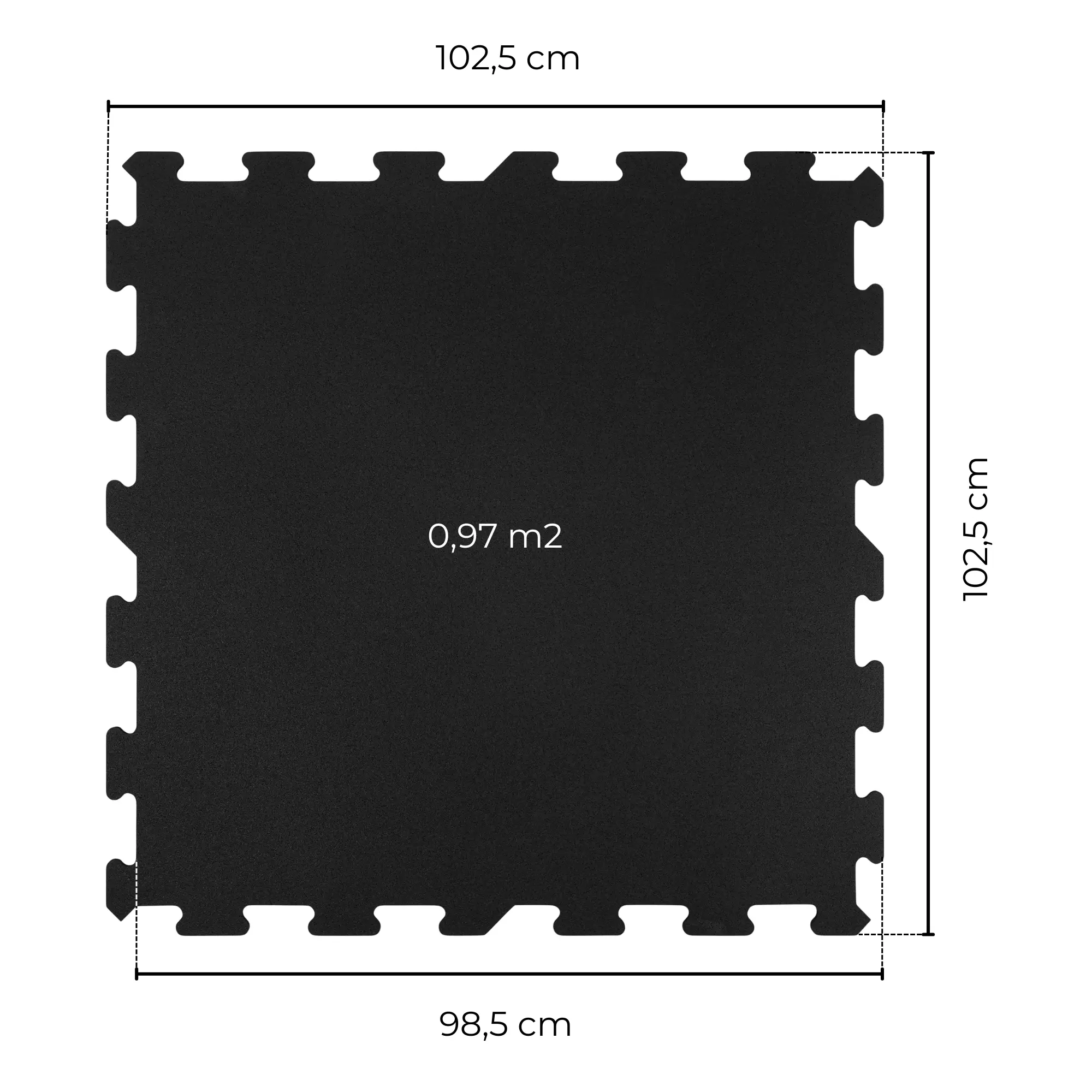 Schwarze Matte PRO Puzzle 102x102 cm - mit genauen Maßen Fitness Puzzle Matte Elevate 102x102 cm mit genauen Maßen