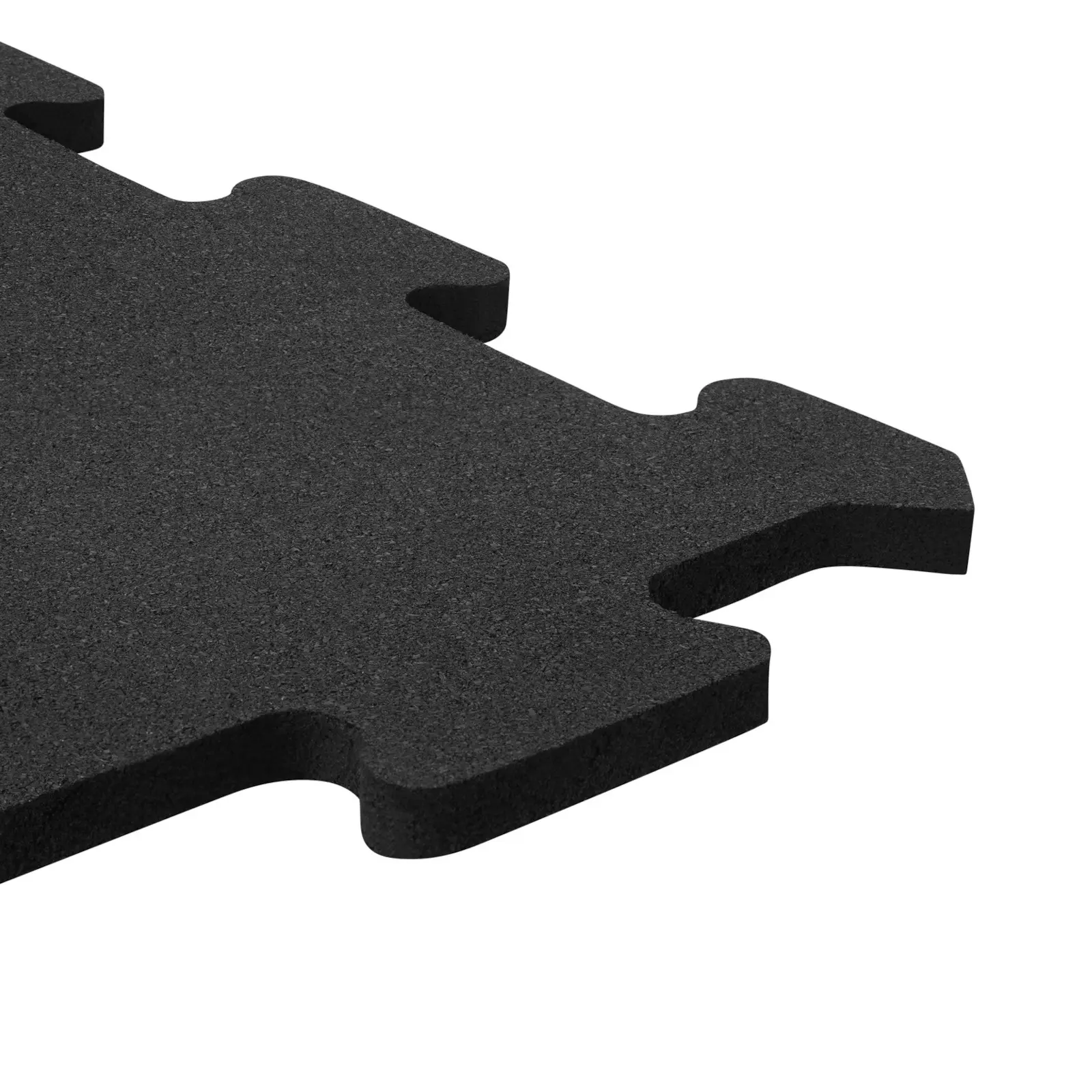 Nahaufnahme einer Ecke und des Verbindungssystems der Puzzle-Bodenschutzmatte Elevate 50x50 cm